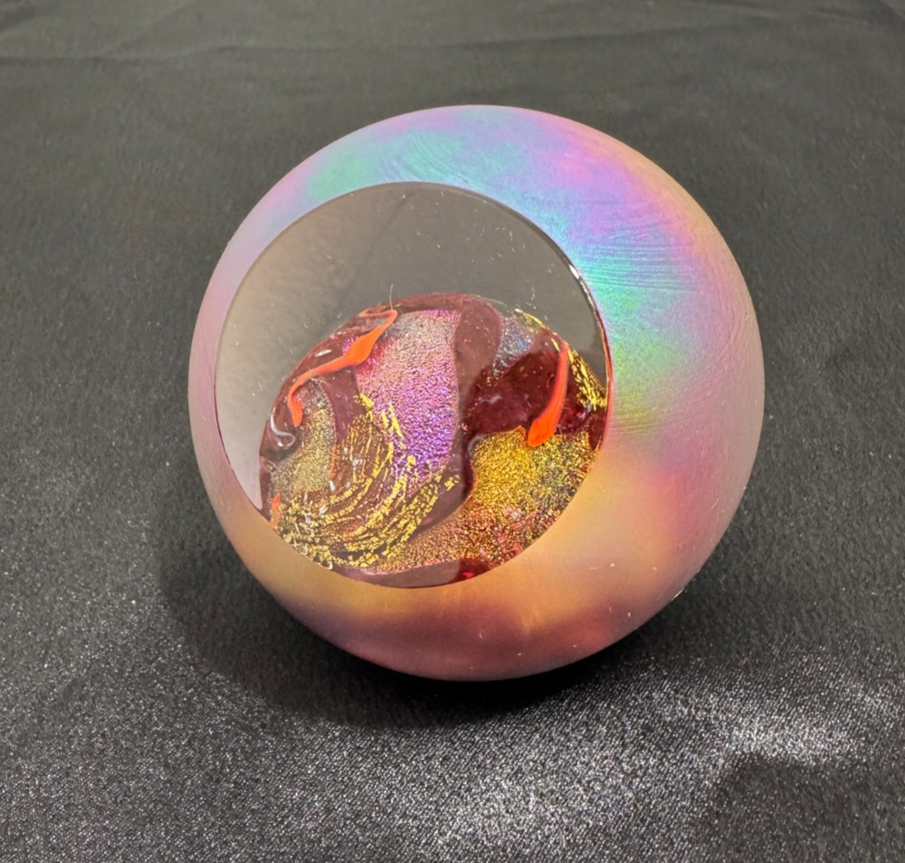 Glass Eye Studio GES Celestial Series MARS Art Glass Iridescent 3" Paperweight